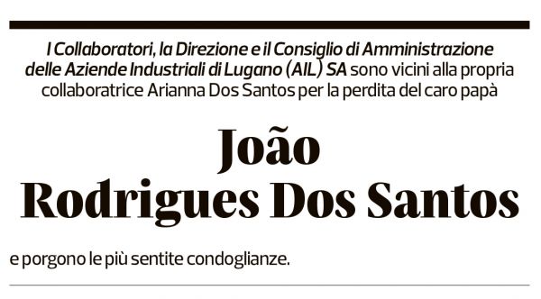 Annuncio funebre João Rodrigues Dos Santos