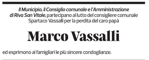 Annuncio funebre Marco Vassalli