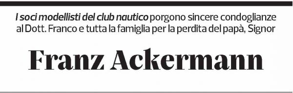 Annuncio funebre Franz Ackermann