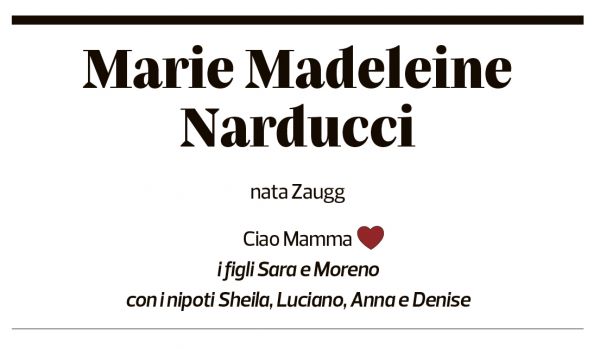 Annuncio funebre Marie Madeleine Narducci