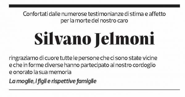 Annuncio funebre Silvano Jelmoni
