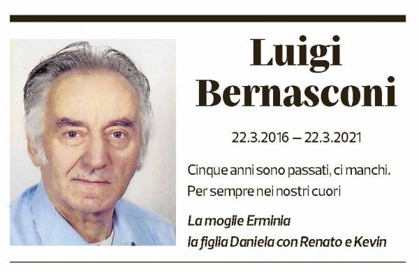 Annuncio funebre Luigi Bernasconi