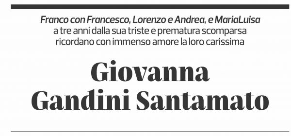 Annuncio funebre Giovanna Gandini Santamato