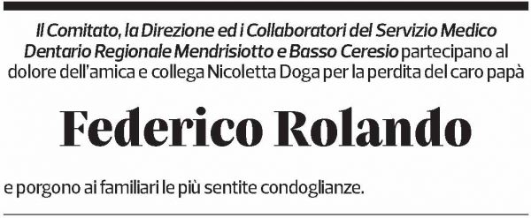 Annuncio funebre Federico Rolando