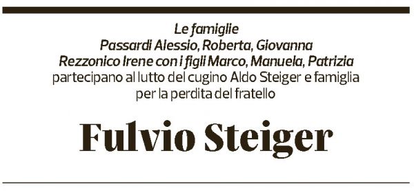 Annuncio funebre Fulvio Steiger