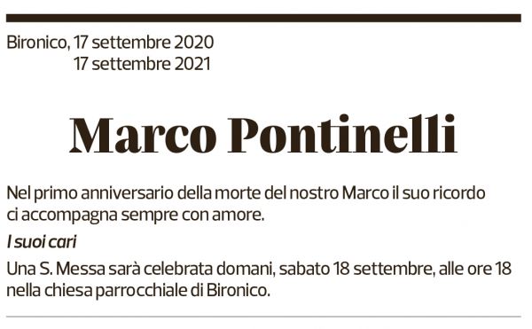 Annuncio funebre Marco Pontinelli