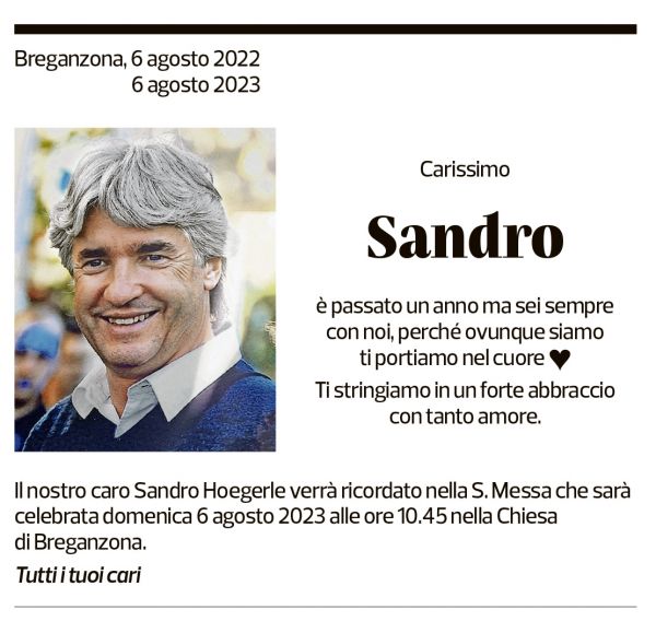 Annuncio funebre Sandro 