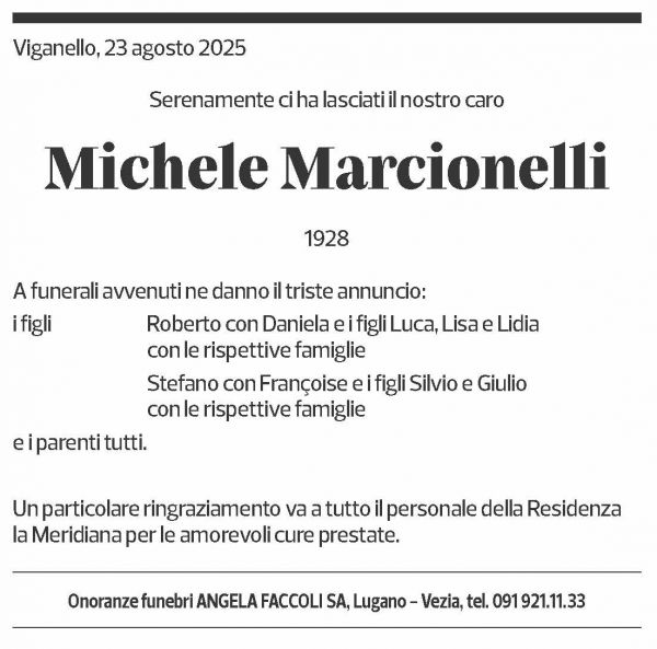 Annuncio funebre Michele Marcionelli