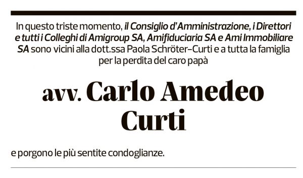 Annuncio funebre Carlo Amedeo Curti