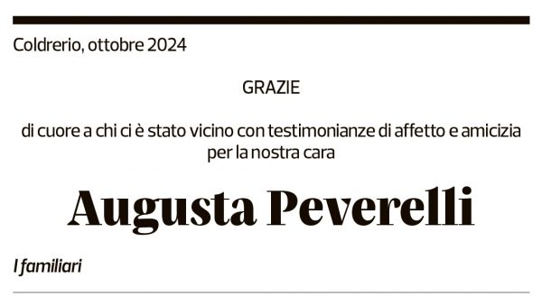 Annuncio funebre Augusta Peverelli