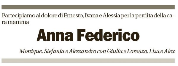 Annuncio funebre Anna Federico