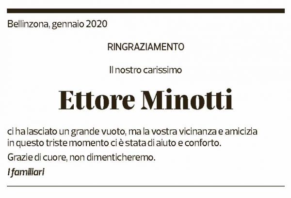 Annuncio funebre Ettore Minotti