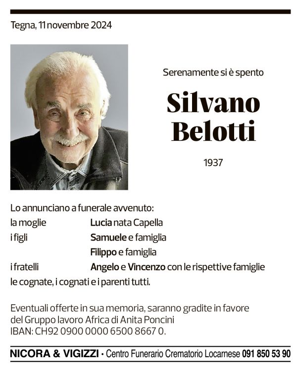 Annuncio funebre Silvano Belotti