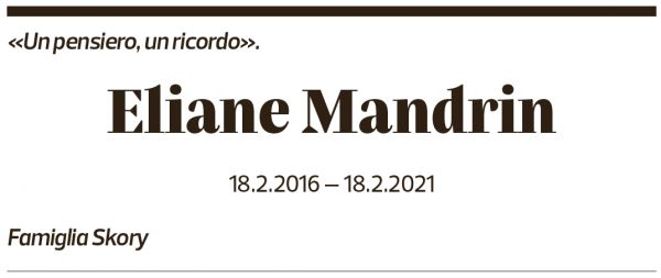 Annuncio funebre Eliane Mandrin