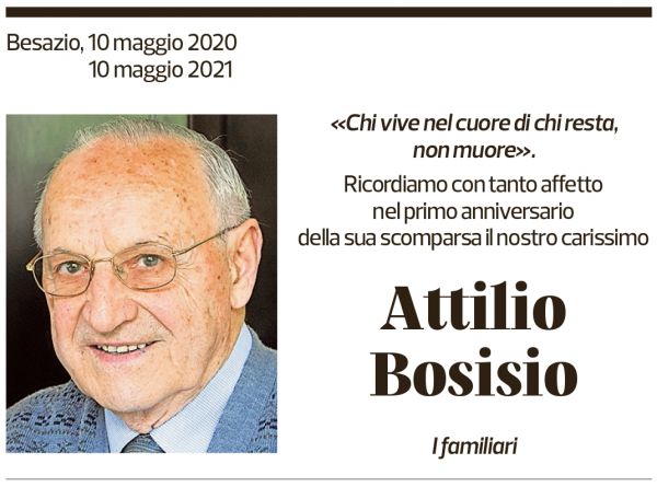 Annuncio funebre Attilio Bosisio