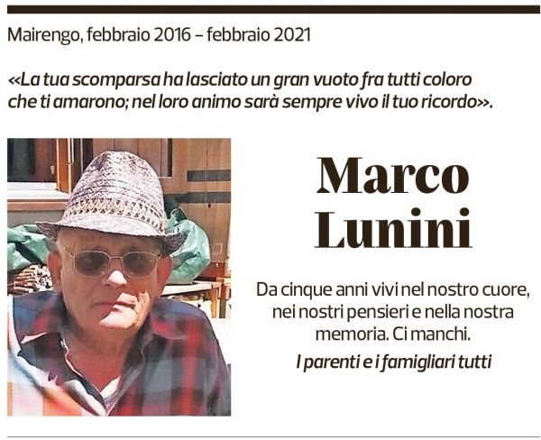 Annuncio funebre Marco Lunini