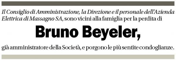 Annuncio funebre Bruno Beyeler