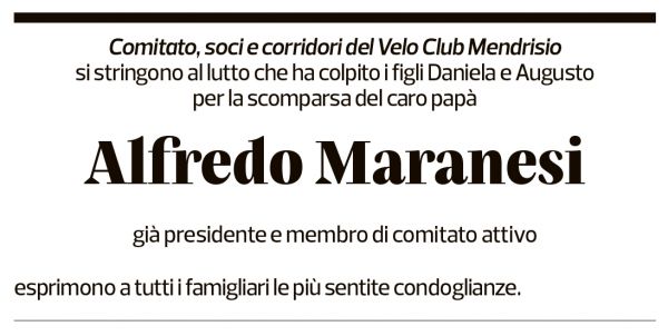 Annuncio funebre Alfredo Maranesi