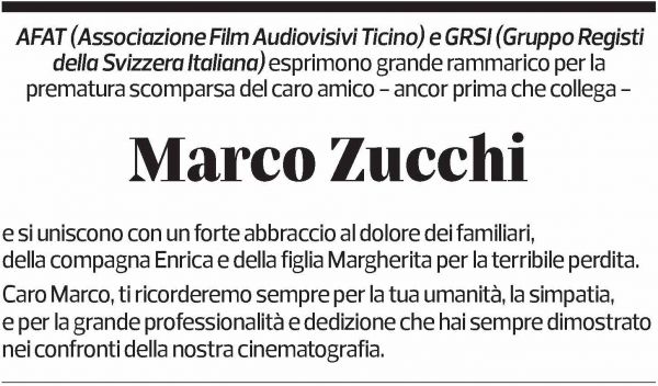 Annuncio funebre Marco Zucchi