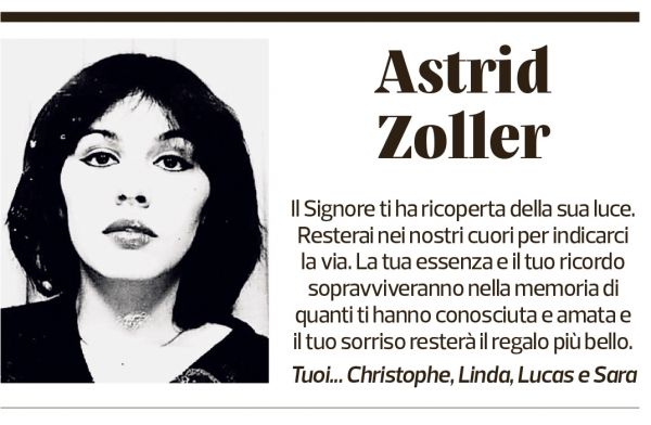 Annuncio funebre Astrid Zoller