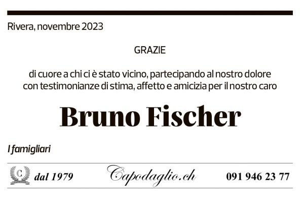 Annuncio funebre Bruno Fischer