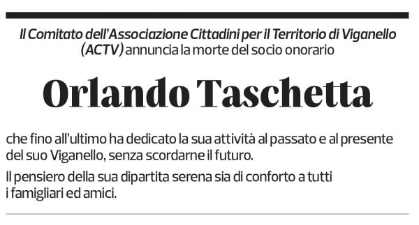 Annuncio funebre Orlando Taschetta