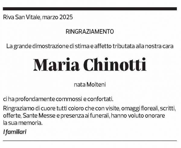 Annuncio funebre Maria Chinotti