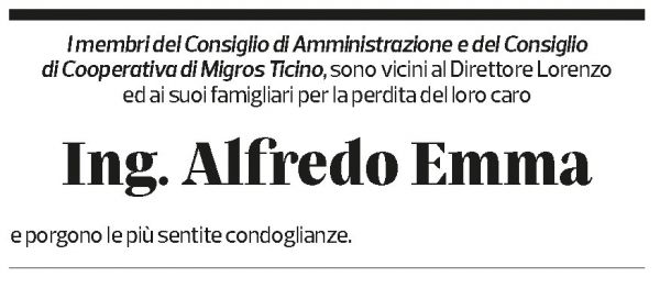 Annuncio funebre Alfredo Emma