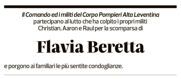 Annuncio funebre Flavia Beretta