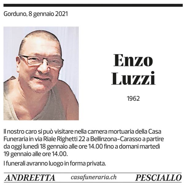 Annuncio funebre Enzo Luzzi