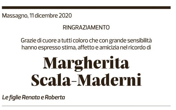 Annuncio funebre Margherita Scala-maderni
