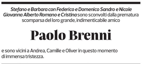 Annuncio funebre Paolo Brenni