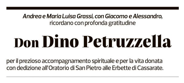 Annuncio funebre Dino Petruzzella