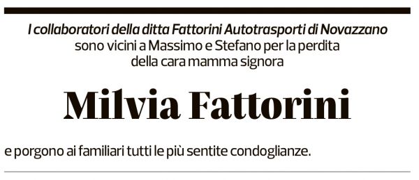 Annuncio funebre Milvia Fattorini