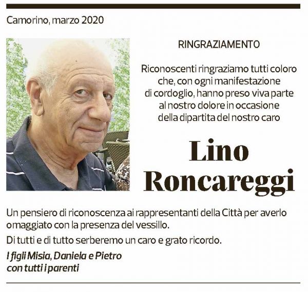 Annuncio funebre Lino Roncareggi