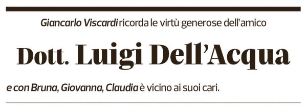 Annuncio funebre Luigi Dell'acqua