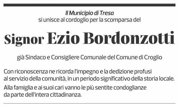 Annuncio funebre Ezio Bordonzotti