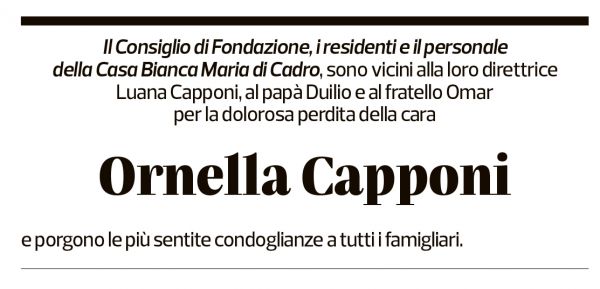 Annuncio funebre Ornella Capponi