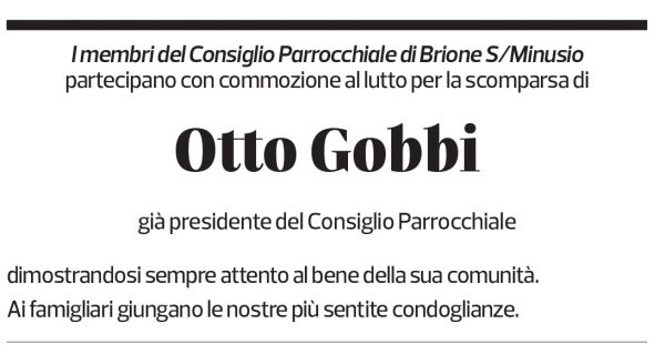 Annuncio funebre Otto Gobbi