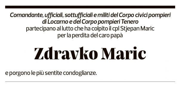 Annuncio funebre Zdravko Maric