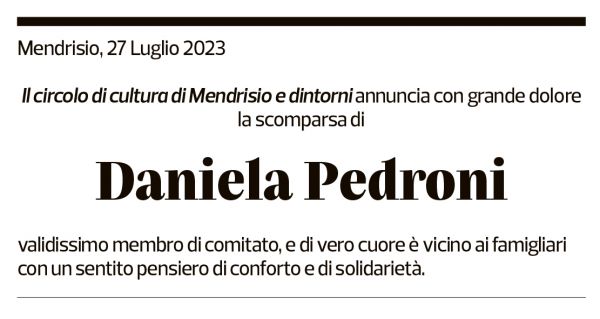 Annuncio funebre Daniela Pedroni