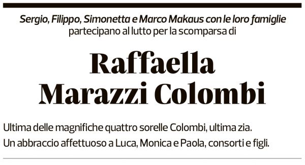 Annuncio funebre Raffaella Marazzi-colombi