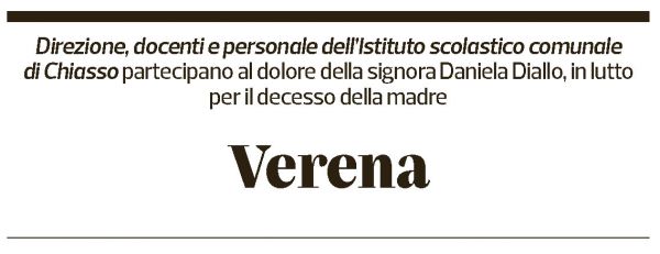 Annuncio funebre Verena Diallo