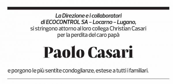 Annuncio funebre Paolo Casari