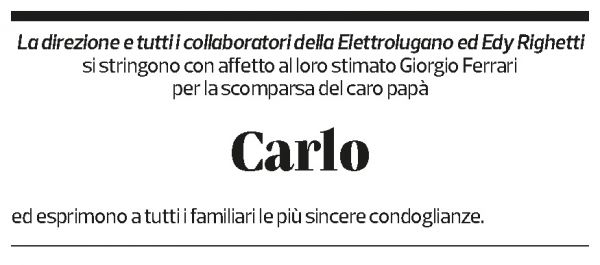 Annuncio funebre Carlo Ferrari