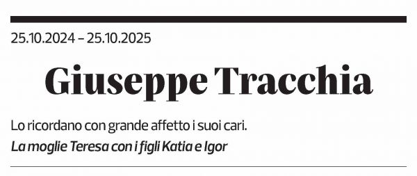 Annuncio funebre Giuseppe Tracchia