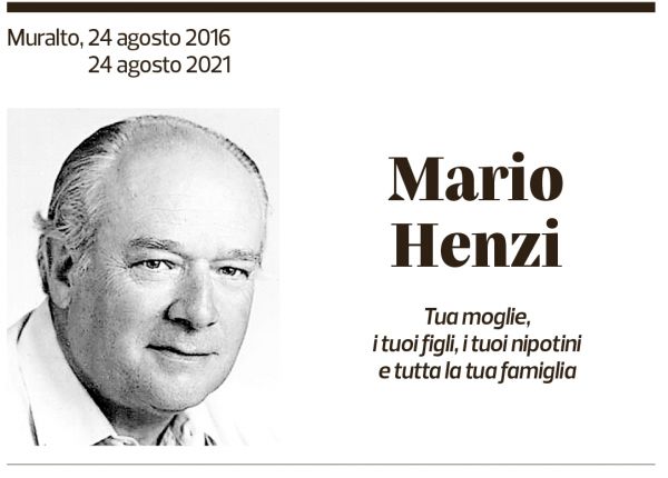 Annuncio funebre Mario Henzi