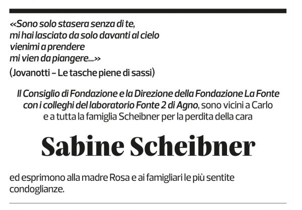 Annuncio funebre Sabine Scheibner