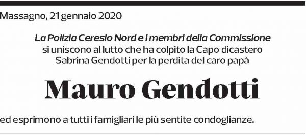 Annuncio funebre Mauro Gendotti