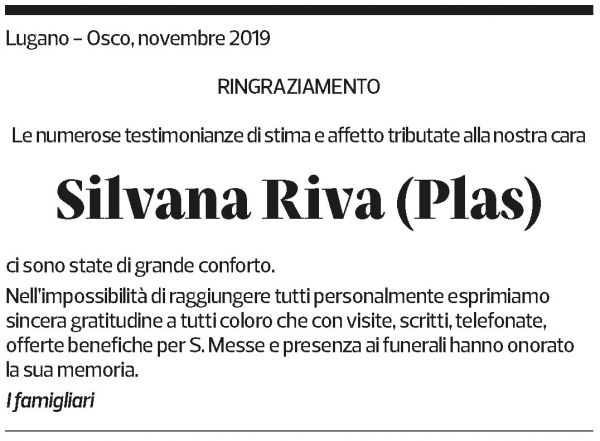 Annuncio funebre Silvana Riva